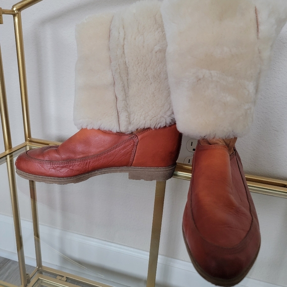 Vintage La Canadienne Shearling Lined Foldover Boots Women's Sz 7.5 Sheepskin - Picture 10 of 12